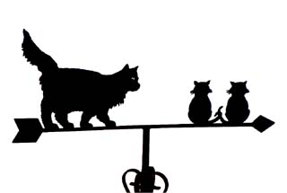 Fluffy cat and kittens weather vane